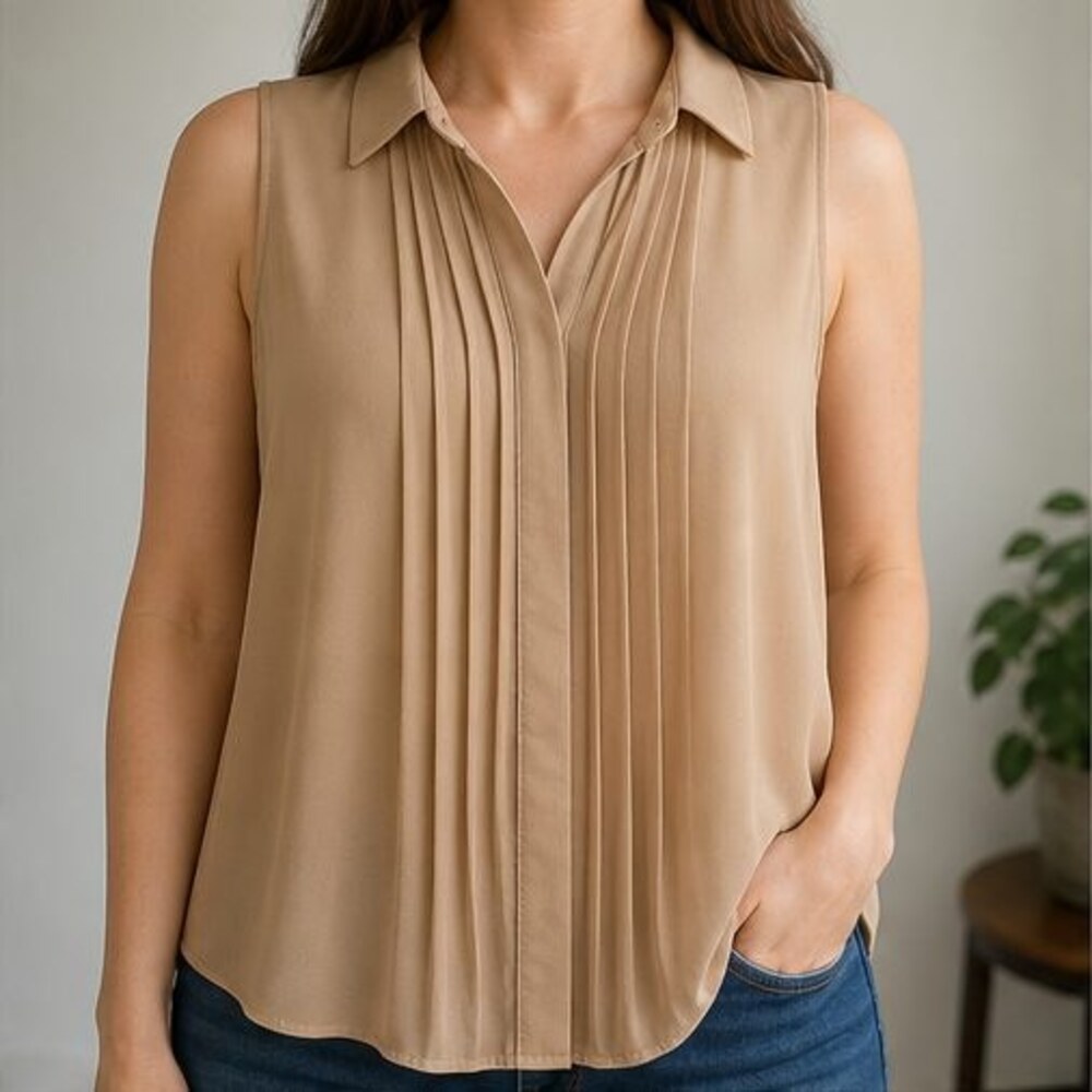 Camel Ruffle Blouse - Picture 2 of 6